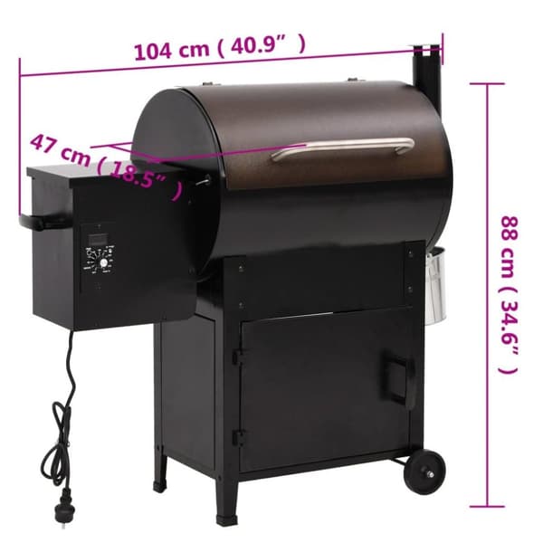 vidaXL Pellettigrilli savupiipulla musta 104 cm rauta