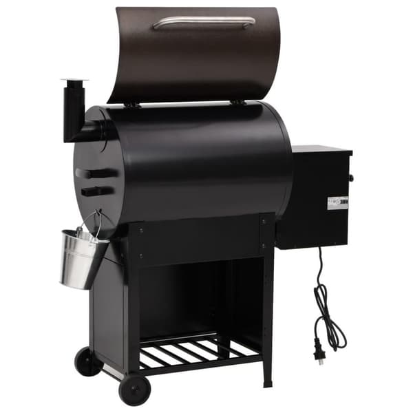 vidaXL Pelletsgrill med skorsten svart 104 cm järn