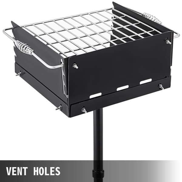 16x16 tum parkstil utomhus BBQ-grill, justerbar höjd, 360° vridbar, genomtänkt design, lätt att använda, bred applikation