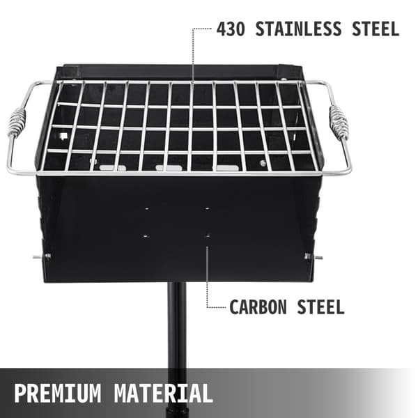 16x16 tum parkstil utomhus BBQ-grill, justerbar höjd, 360° vridbar, genomtänkt design, lätt att använda, bred applikation