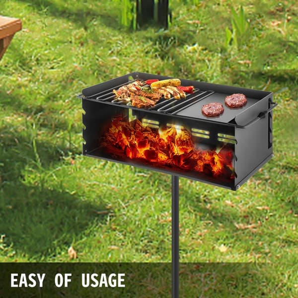 25x17 tum parkstil utomhus BBQ-grill, justerbar höjd, 360° vridbar, genomtänkt design, lätt att använda, bred applikation