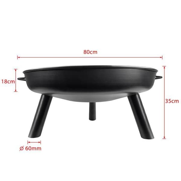 Trädgårdsbrasa XMTECH - Ø80x35cm - Järn - Svart