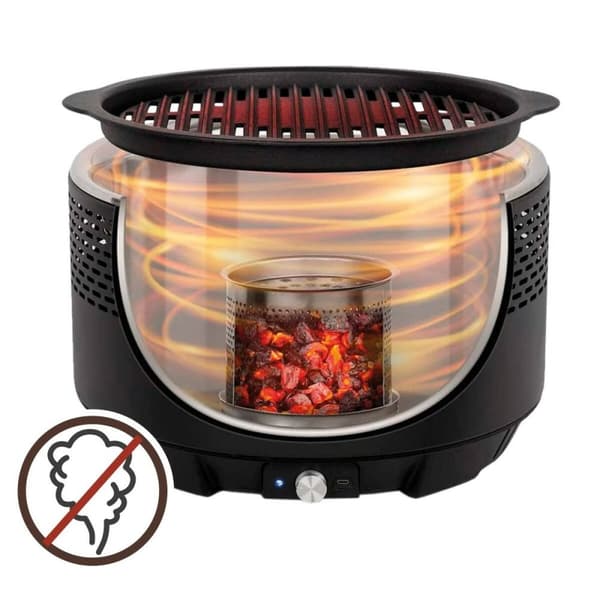 Havegrill Transportabel Aktive Cirkulær Uden røg Sort Rustfrit stål Jern 34 x 21,5 x 34 cm