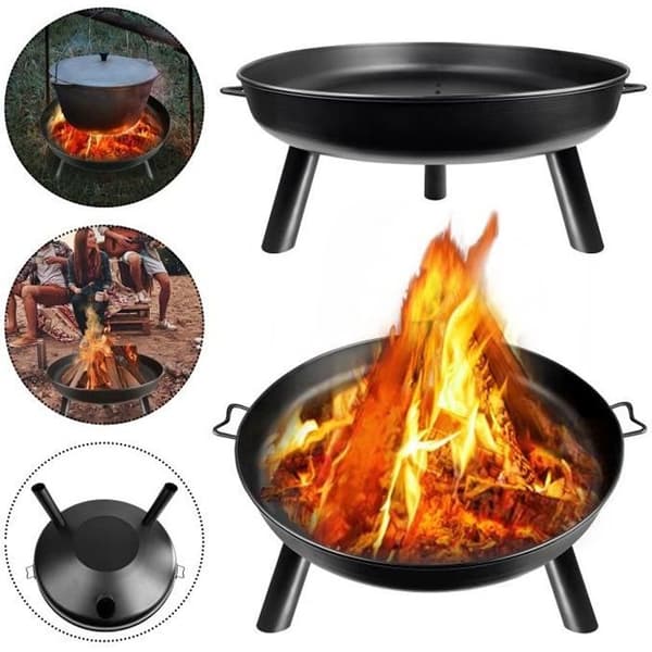 LZQ Brazier Outdoor Fire Pit Ø80cm - med handtag och 3 fot för trädgård, terrass, balkong