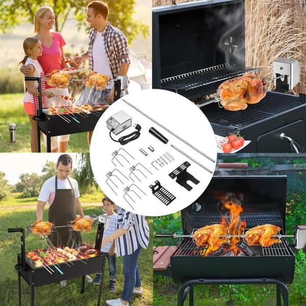 BARBECUE - LZQ - Elektrisk Spett 107CM - Rostfritt Stål - 10KG Last - Motor 4W