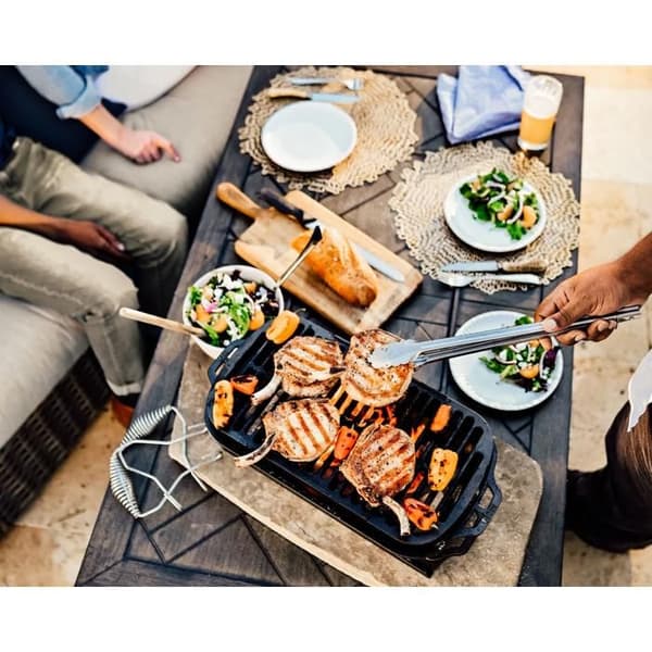 Lodge - Grill i gjutjärn med grillraster - Kompakt - Hibachi-stil - Kolgrill - Tillverkad i USA - 49x24x19cm