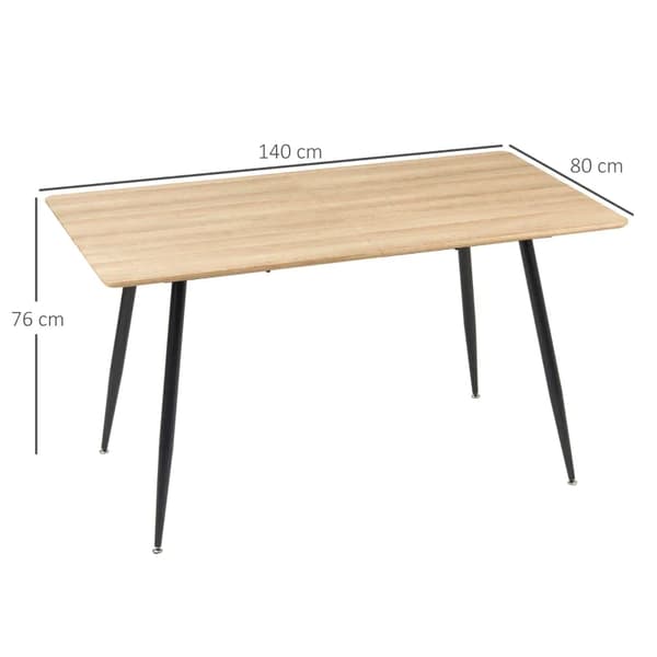 Rootz Scandi Design Matbord - Köksbord - För 4 personer - Trälook - Natur + Svart - 140 cm x 80 cm x 76 cm