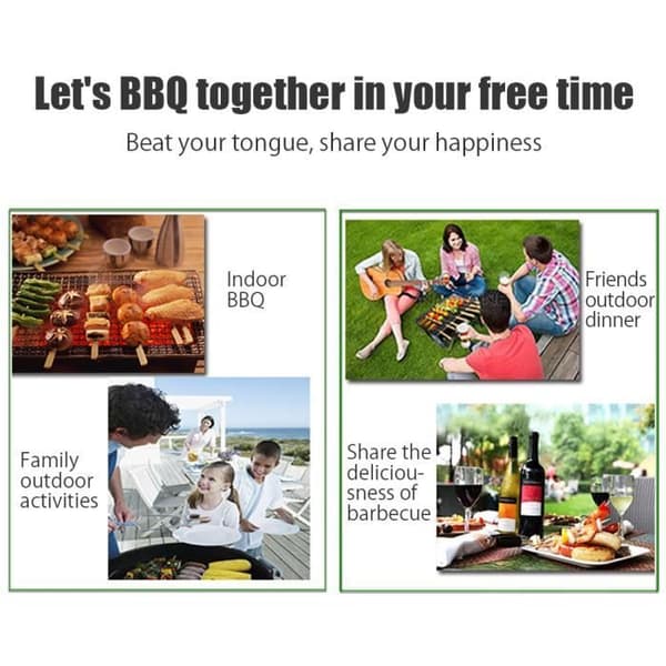 Kolgrill Utomhuscamping Picknick Bärbar Vikbar Klassisk Svart Rostfritt Stål