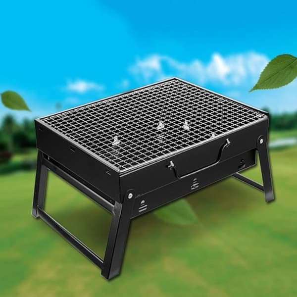 Kolgrill Utomhuscamping Picknick Bärbar Vikbar Klassisk Svart Rostfritt Stål