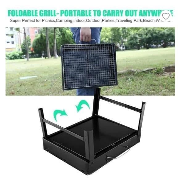 Träkolsgrill, hopfällbart bord i rostfritt stål Träkolsgrill för 3-5 personer för trädgårdsgrill