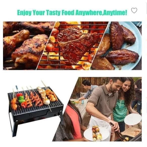 Träkolsgrill, hopfällbart bord i rostfritt stål Träkolsgrill för 3-5 personer för trädgårdsgrill