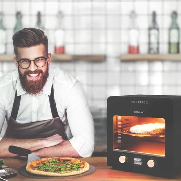 Cecotec High-power grill that reaches temperatures of up to 850 ºC, with timer, adjustable temperature, adjustable height and cast iron-grill, stainl