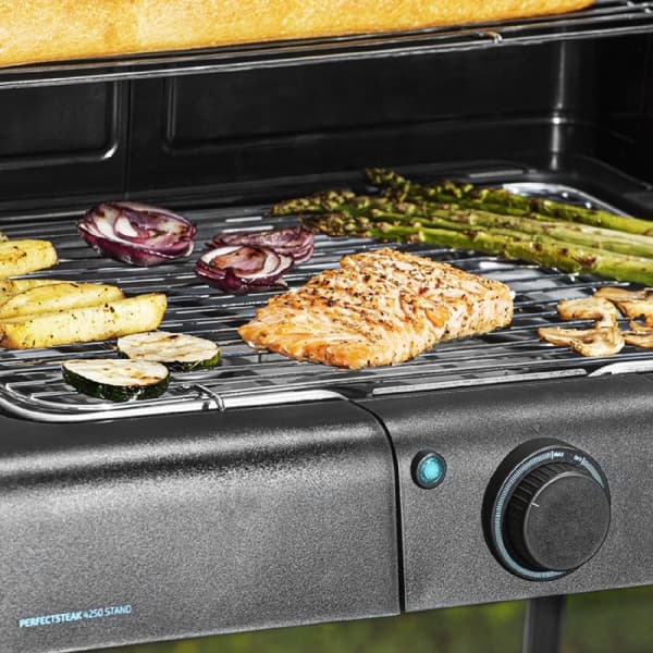 Cecotec Electric, 2400-W barbecue with Stand system, stainless-steel grill and removable tray.