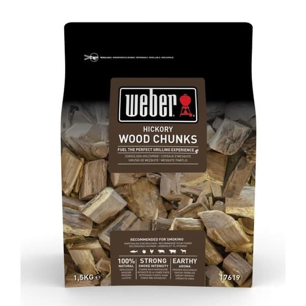 WEBER rökträ - Hickory - Intensiv och subtilt söt smak - 1,5 kg