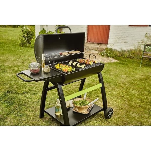 Kolgrill COOK'IN GARDEN Tonino - Rund grill med termometer, förbränningskorg - svart