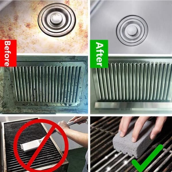 3 ST Griddle Grill Cleaner Sten Pimpsten Rengöring Tegelblock för borttagning av grillfettfläckar