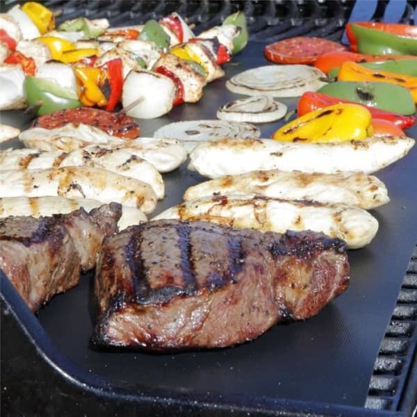 5 st/set Återanvändbar BBQ Grill Mat Pad Hot Sheet Platta Bärbar Lätt att rengöra Nonstick-redskap