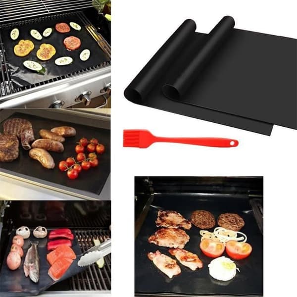 [3-pack] BBQ Grillmatta - Återanvändbar non-stick och värmebeständig - Svart