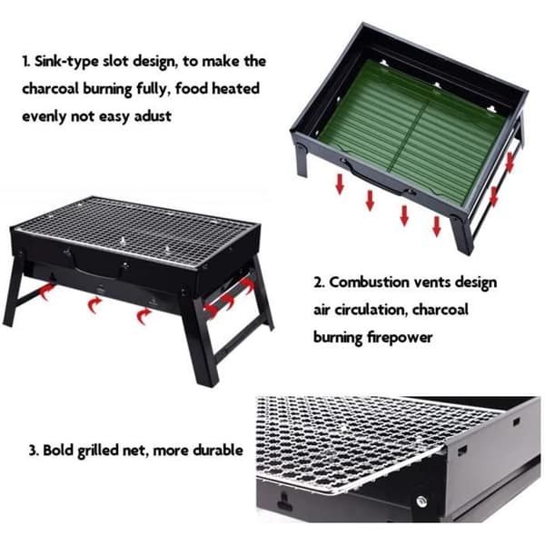 Minivikbara BBQ-grillar, uteplats Grill Kolgrill Spis i rostfritt stål Utomhuscamping picknick [223]