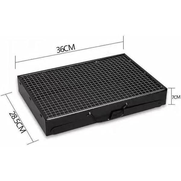 Bärbar hopfällbar grill i kolstål för picknick, trädgård, uteplats, camping - 35 x 27 x 20 cm