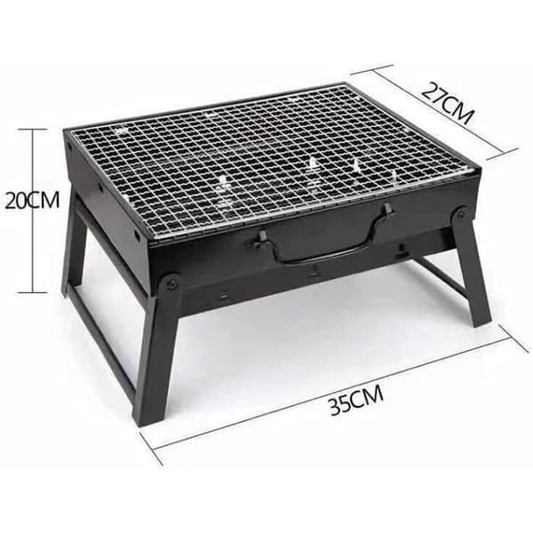 Bärbar hopfällbar grill i kolstål för picknick, trädgård, uteplats, camping - 35 x 27 x 20 cm