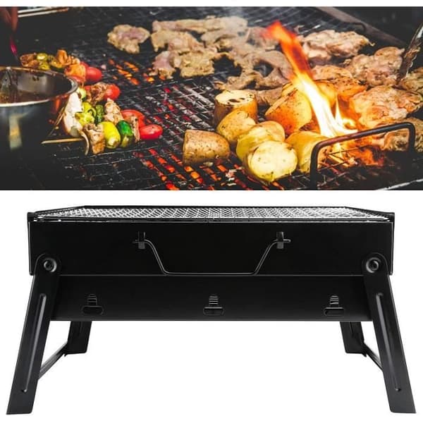 Träkol BBQ Grill Bärbar hopfällbar rostfritt stål Kabab Grill Camping Grill Bord Grill BBQ Kit