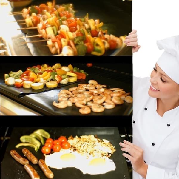 Grillmattor - BBQ - Set om 5 - 40cm x 33cm - Teflonbelagd silikon - Återanvändbar