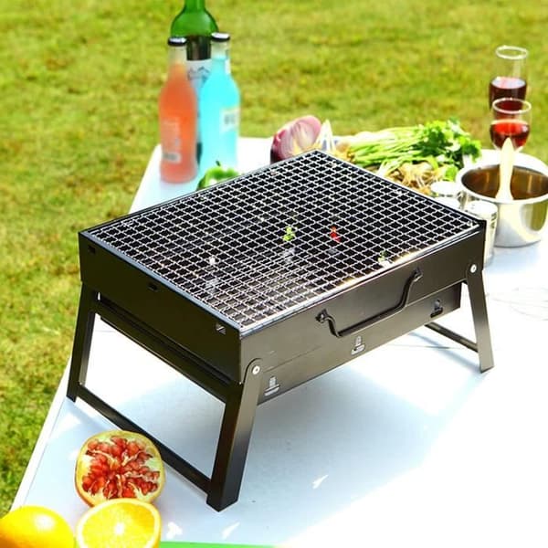 bärbar grill, hopfällbar grill, minigrill bärbar grill för 1-3 personer, bärbar hopfällbar grill för gädda
