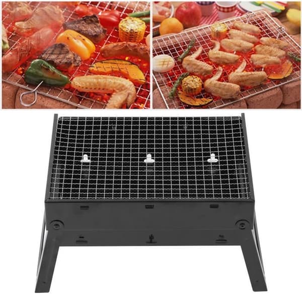 Träkol BBQ Grill Bärbar hopfällbar rostfritt stål Kabab Grill Camping Grill Bord Grill BBQ Kit
