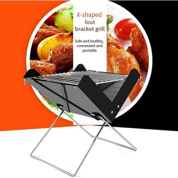 Bärbar hopfällbar BBQ Grill BBQ Grill Vikbar BBQ Grillram Kolgrill Mini Grill[608]