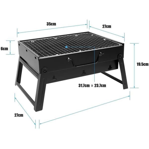 SunJas BBQ Charcoal Ugn Bärbar Heavy Duty Vikbar Charcoal BBQ 3251