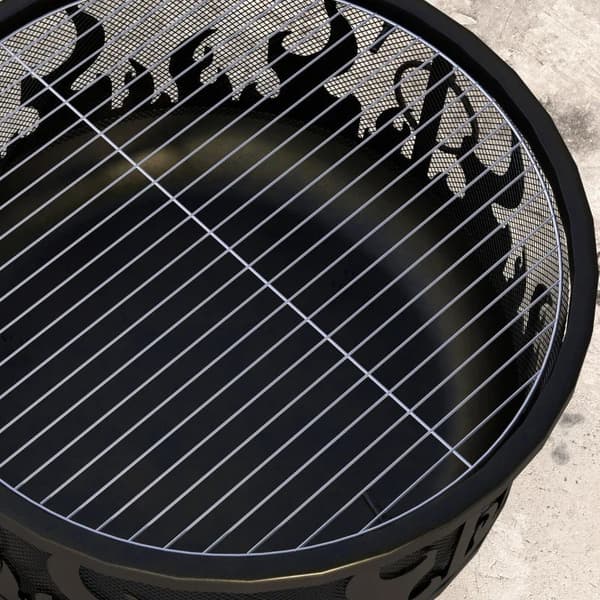 Rootz Grillställ - Eldskål - Inklusive gnistskydd - Eldgrop - 1 Poker - Praktisk Grill - 2-i-1 Design - Stål - Svart - Ø61 x 55H cm