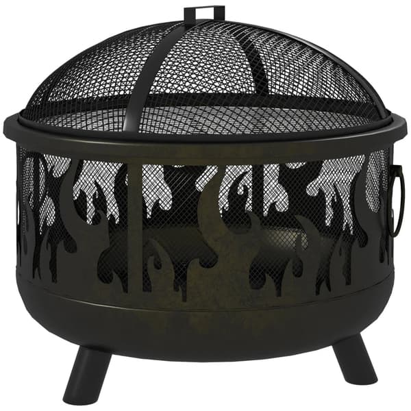 Rootz Grillställ - Eldskål - Inklusive gnistskydd - Eldgrop - 1 Poker - Praktisk Grill - 2-i-1 Design - Stål - Svart - Ø61 x 55H cm