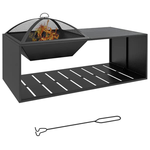 Rootz BBQ Grill - 4 hovedbrændere - Sidekroge - 1 varmeplade - Sidebord - Bundhylde - Krydderihylde - Galvaniseret stål - Rustfrit stål - Sort-sølv -
