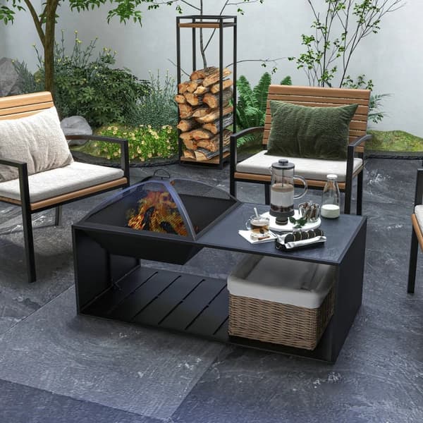 Rootz BBQ Grill - 4 hovedbrændere - Sidekroge - 1 varmeplade - Sidebord - Bundhylde - Krydderihylde - Galvaniseret stål - Rustfrit stål - Sort-sølv -
