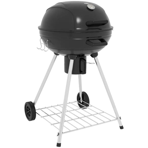 Rootz Kedel Grill - Ø54 Cm Kogerist - Varmestativ - Varmestativ - Hylde - Askrum - Termometer - Metal - Plast - Sort - 55L x 65W x 89H cm