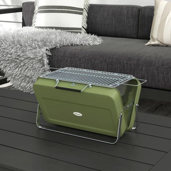 Rootz-hiiligrilli - Grilliteline - Hiilikaukalo - Tuhkakuppi - Metallikotelo - Metalli - Ruostumaton teräs - Vihreä - 47L x 30W x 28K cm