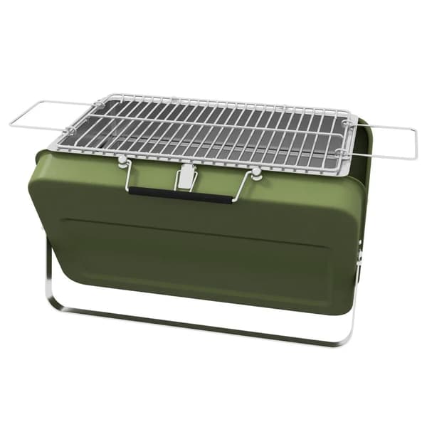 Rootz-hiiligrilli - Grilliteline - Hiilikaukalo - Tuhkakuppi - Metallikotelo - Metalli - Ruostumaton teräs - Vihreä - 47L x 30W x 28K cm