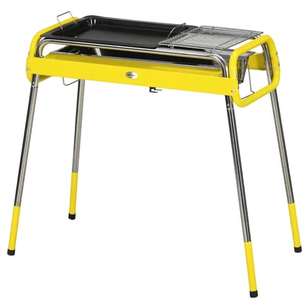 Rootz Kulgrill - Foldegrill - Kulskål - 2 X Grillstativ - Grillplade - Aftagelig skål - Rustfrit stål - Gul - 85 X 43 X 72 Cm