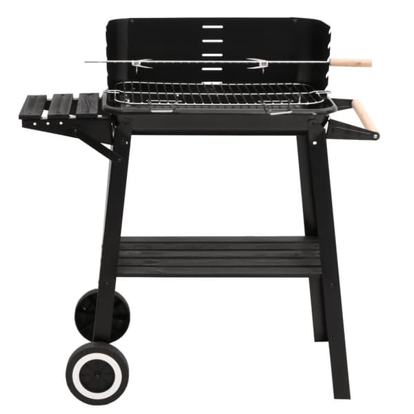 vidaXL Kolgrill med hjul svart stål -  Utomhusgrillar