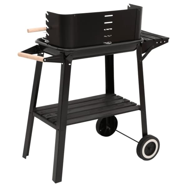 vidaXL Kolgrill med hjul svart stål -  Utomhusgrillar