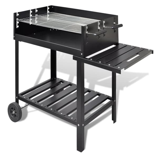 Kolgrill med två hjul svart -  Utomhusgrillar