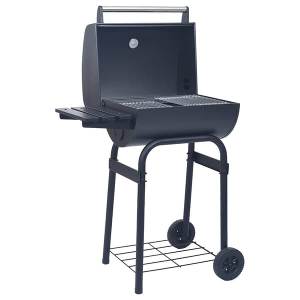 vidaXL Kolgrill/rökargrill med nedre hylla svart -  Utomhusgrillar