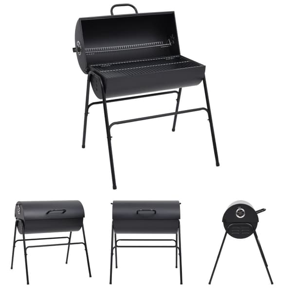 The Living Store Grilltunna med 2 grillgaller svart 80x95x90 cm stål -  Utomhusgrillar