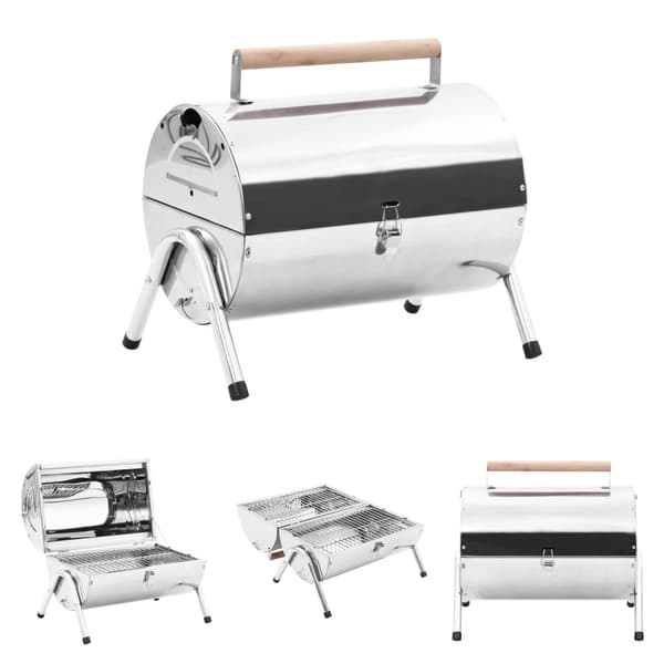 The Living Store transportabel bordgrill med dobbelt grillrist rustfrit stål -  Grill