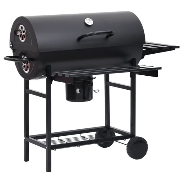 Grill - Living tøndegrill med hjul og hylder 115x85x95 cm stål sort