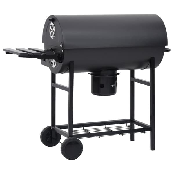 Grill - Living tøndegrill med hjul og hylder 115x85x95 cm stål sort