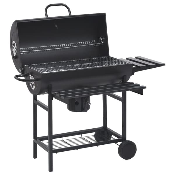 Grill - Living tøndegrill med hjul og hylder 115x85x95 cm stål sort