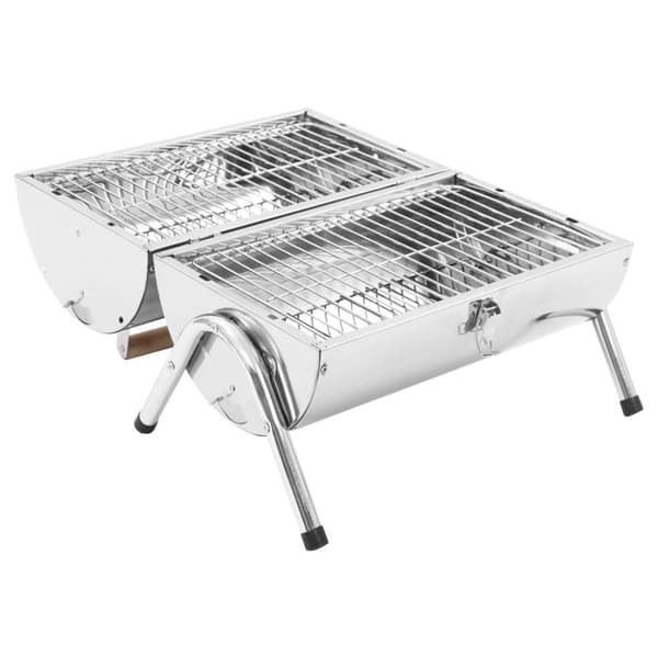 Grill - Living transportabel bordgrill med dobbelt grillrist rustfrit stål