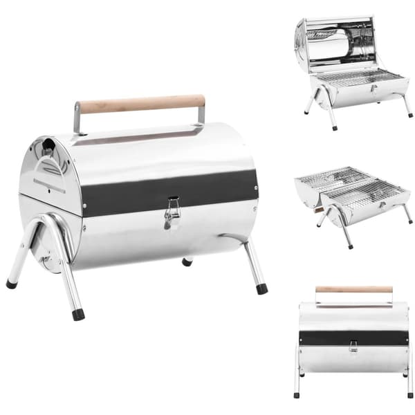 Utomhusgrillar - Living Portabel kolgrill dubbel rostfritt stål